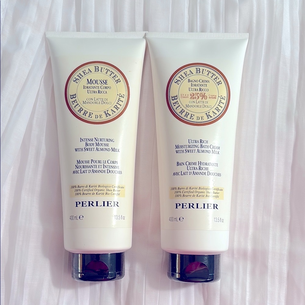 *NEW* PERLIER Shea Butter Body Mousse & Bath Cream Set of 2